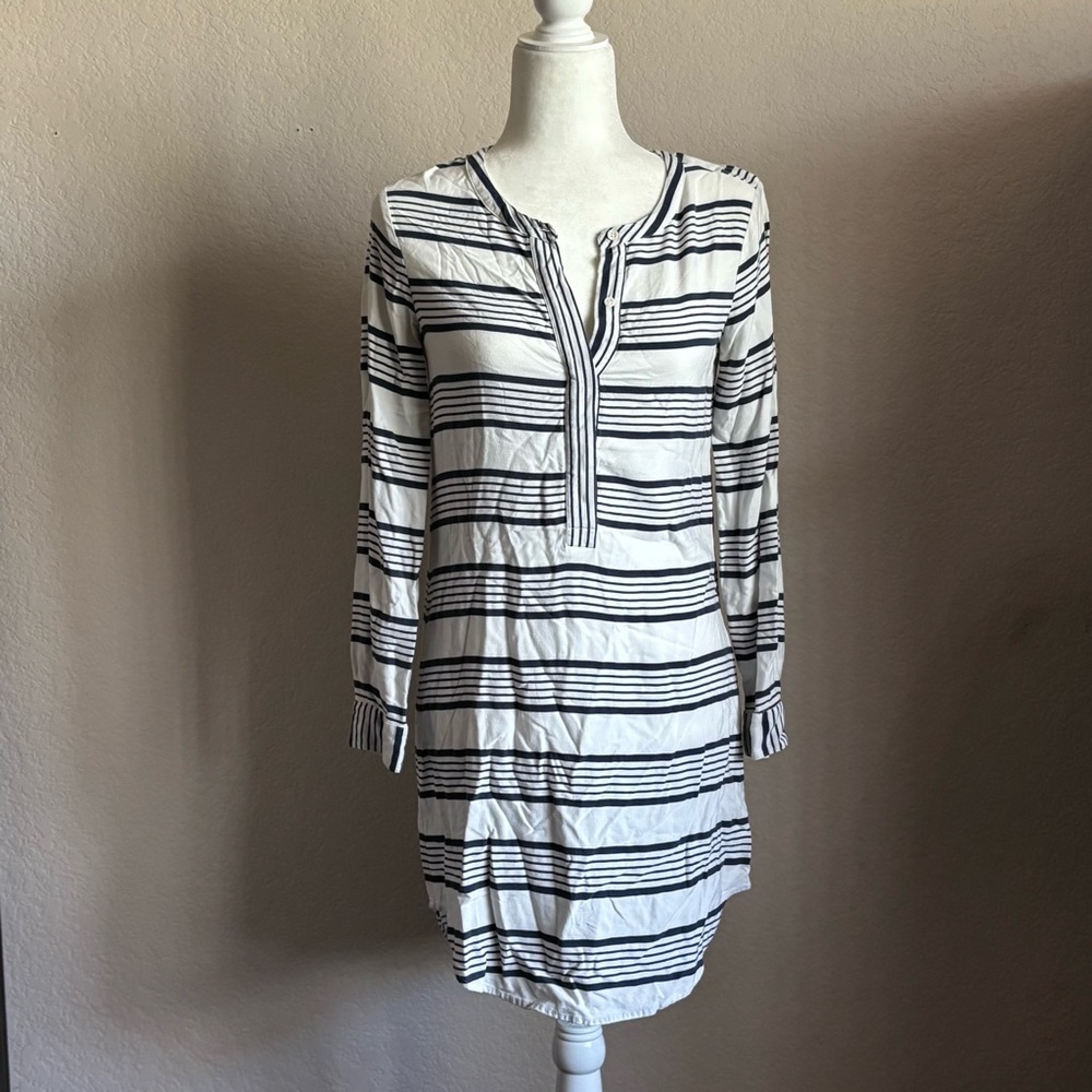 Navy Blue striped long sleeve dress | X-Small